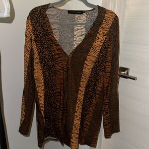 House of Harlow x Revolve animal print button down shirt